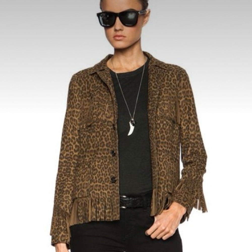 Vintage! Rare!! 🐆St.Laurent Leopard Fringe Curtis Jacket Sz. 40 🐆💕
